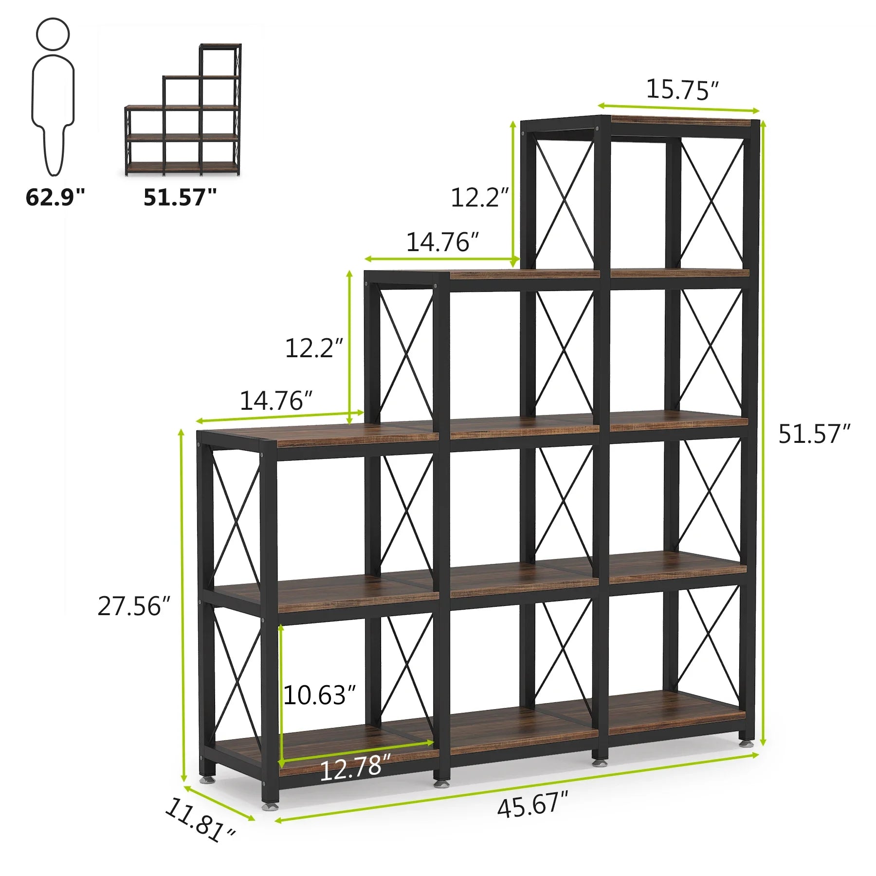 Industrial ladder corner bookshelf