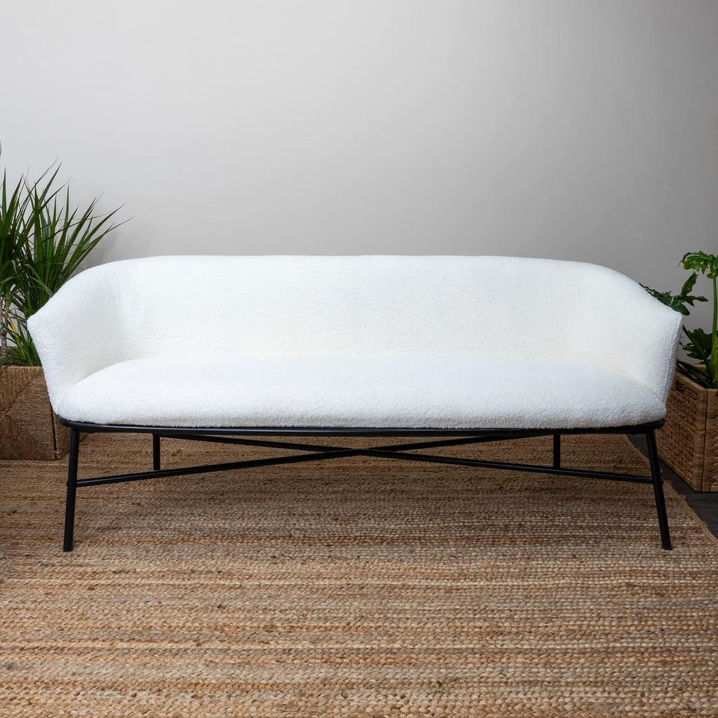 Creative Co-Op Bowery Boucle Upholstered Sofa, White