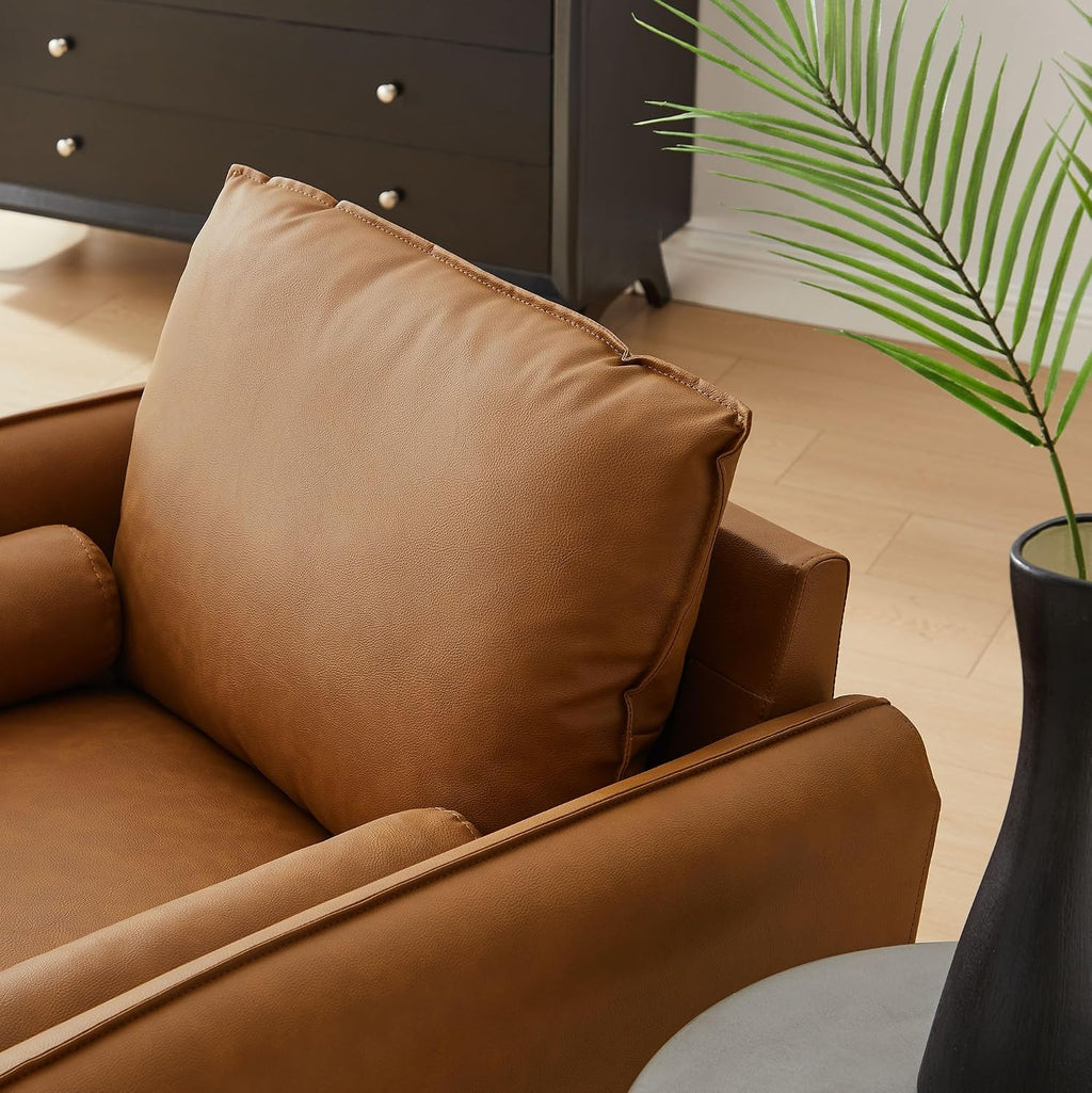 Tan faux leather accent armchair