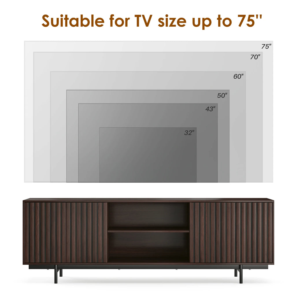 Wood TV Stand for Tvs up to 75", Modern Entertainment Center with Storage & Open Shelf, for Living Room, Bedroom