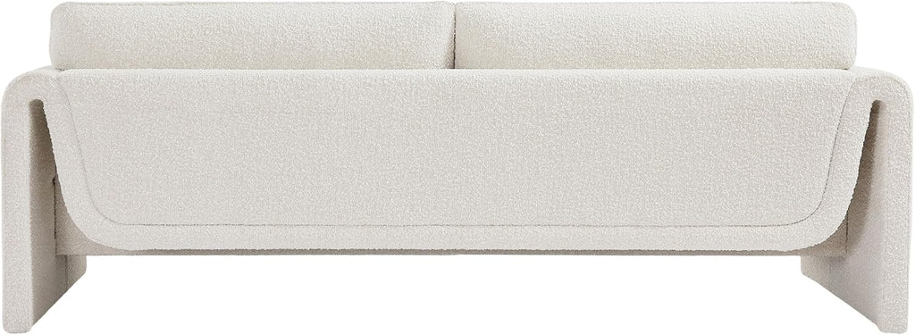 Cream boucle sofa with curved arms