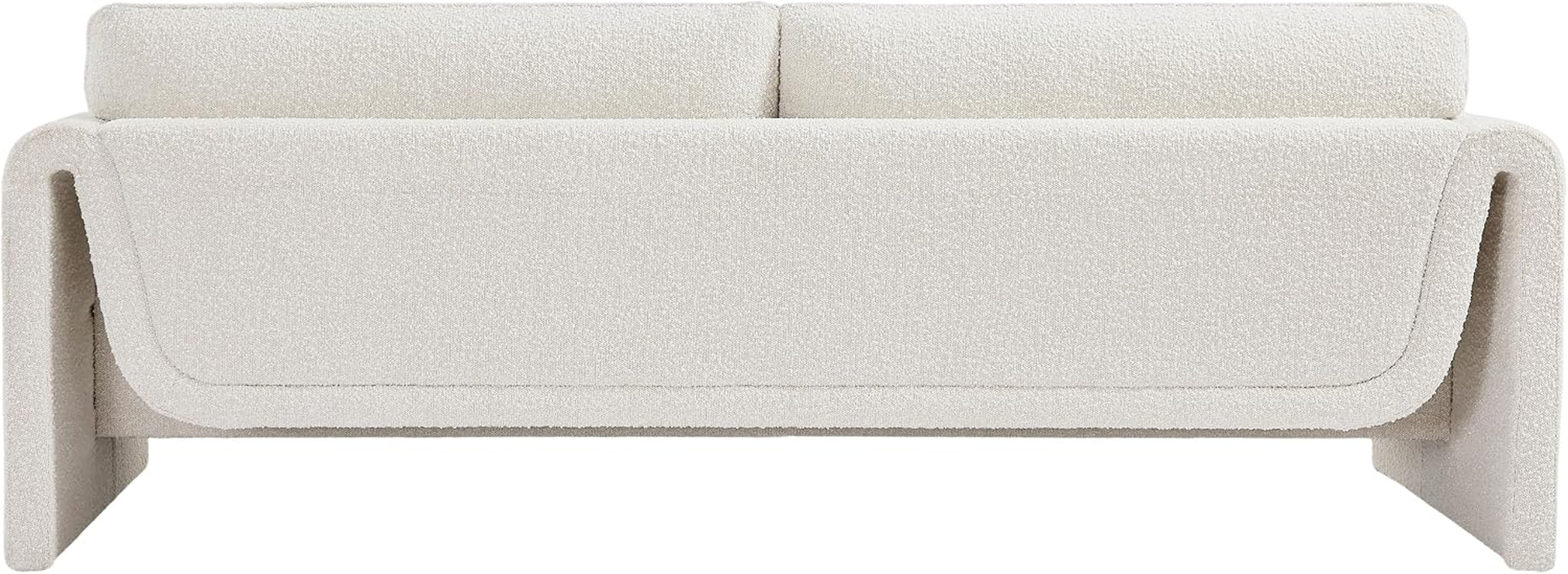Cream boucle sofa with curved arms