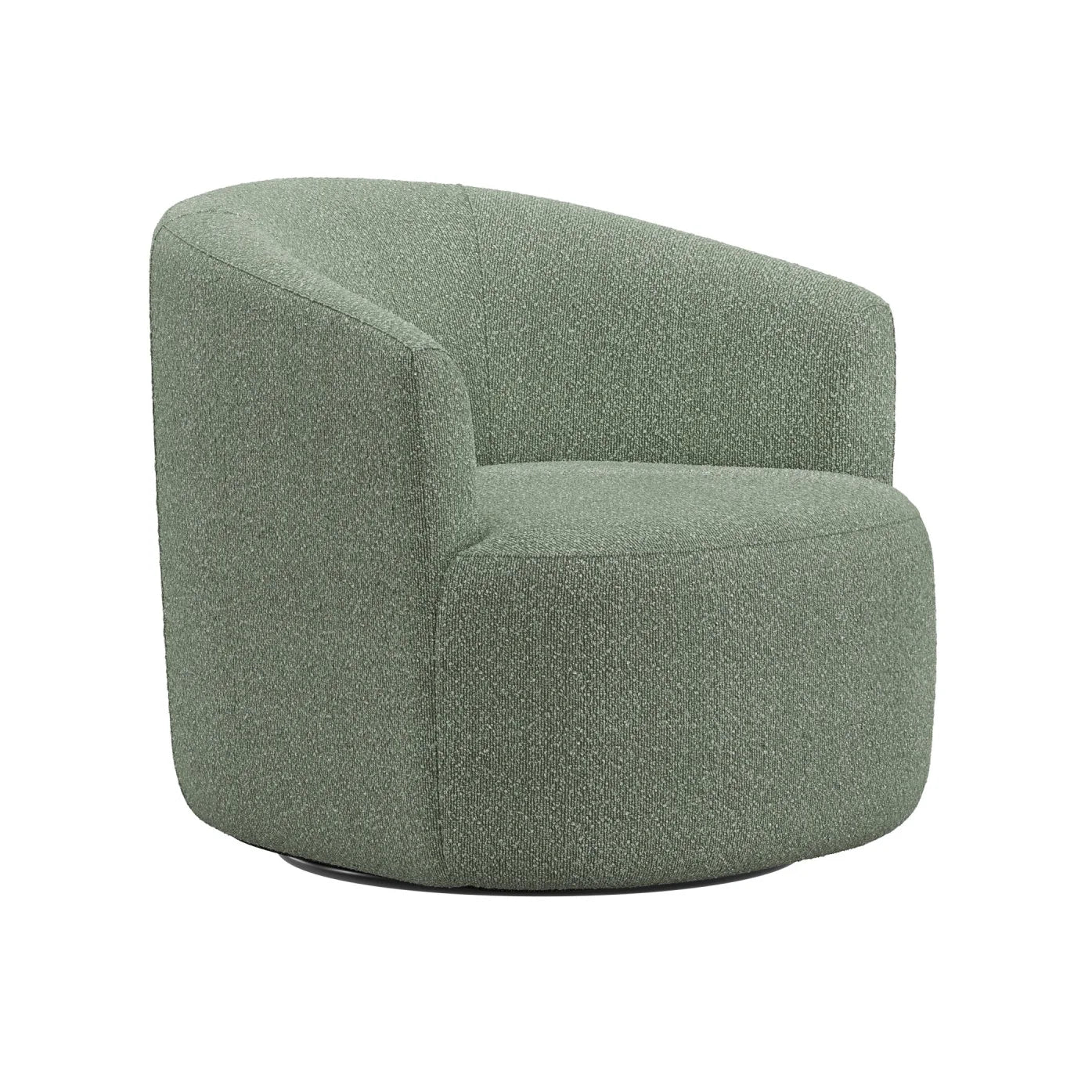 Olive boucle swivel accent chair