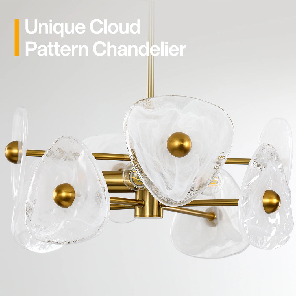 Tribesigns Modern Gold Chandeliers for Dining Room, Farmhouse Luxury 4-Light Chandelier for Bedroom, Adjustable Hanging Pendant