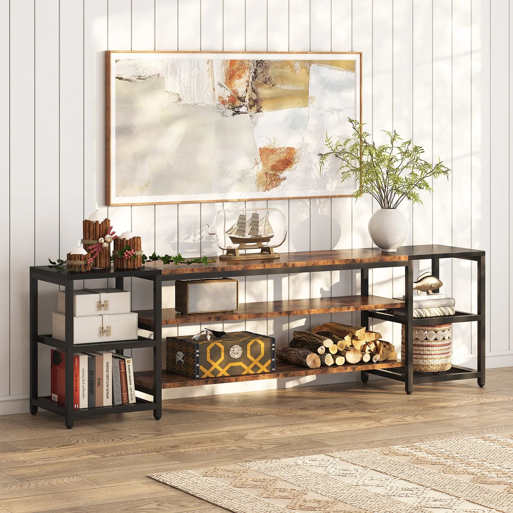 78 Inch TV Stand for Tvs up to 85 Inch, Media Entertainment Center Console Table, 3-Tier TV Console Table