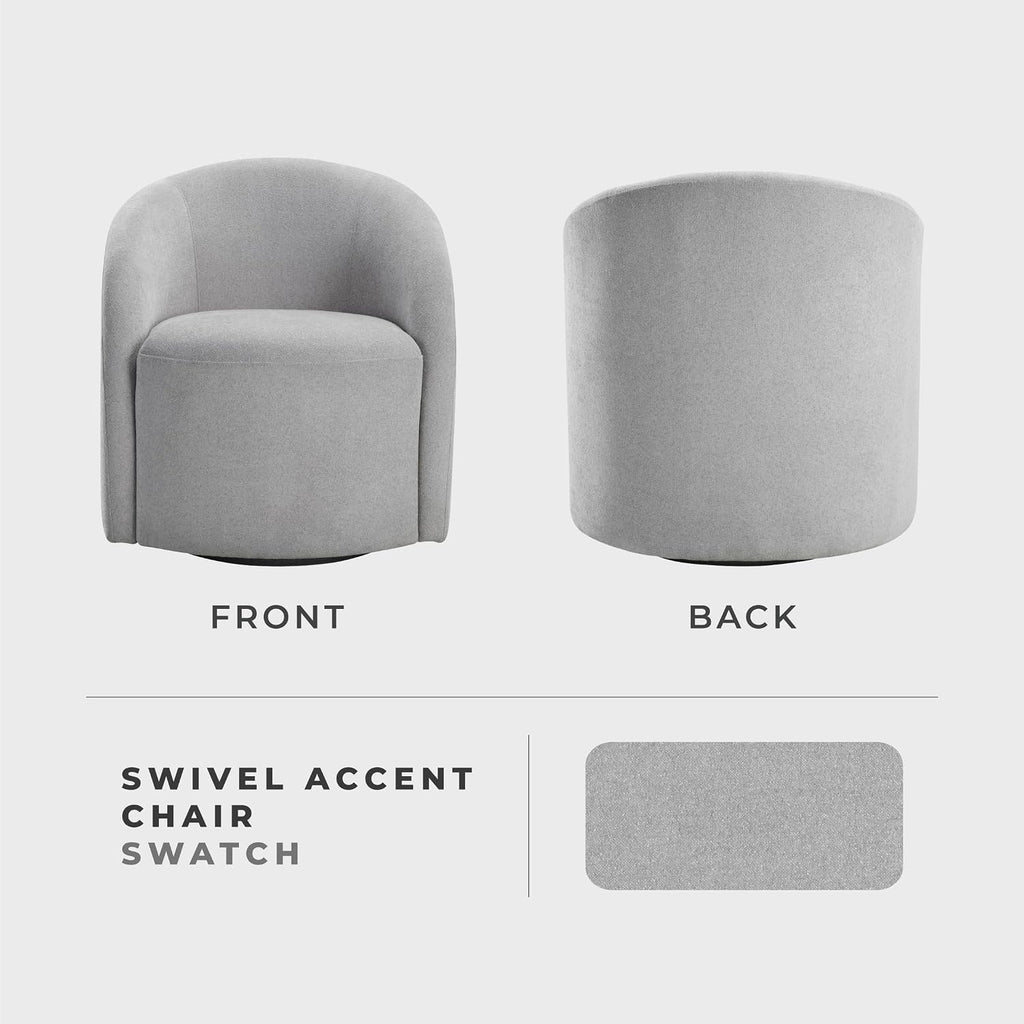 Light gray boucle swivel accent chair