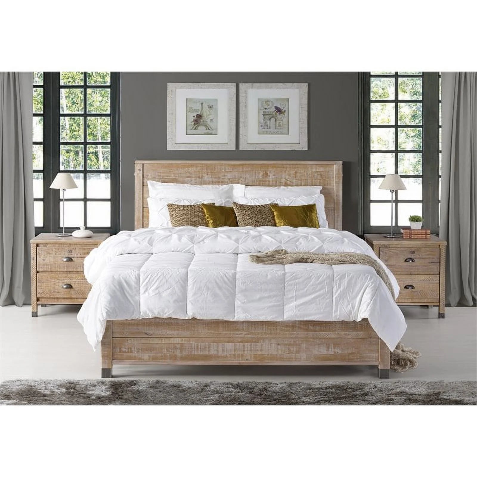 Baja Solid Wood King Platform Bed in Barnwood