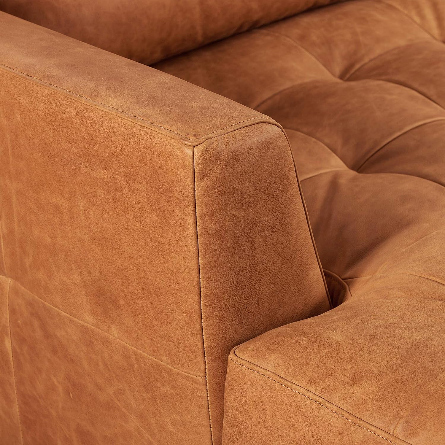 Cognac tan Italian leather sectional