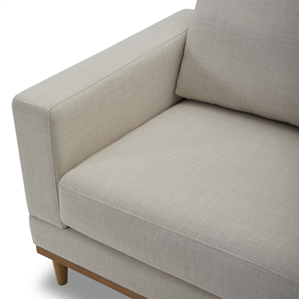 Cream linen wood frame accent chair