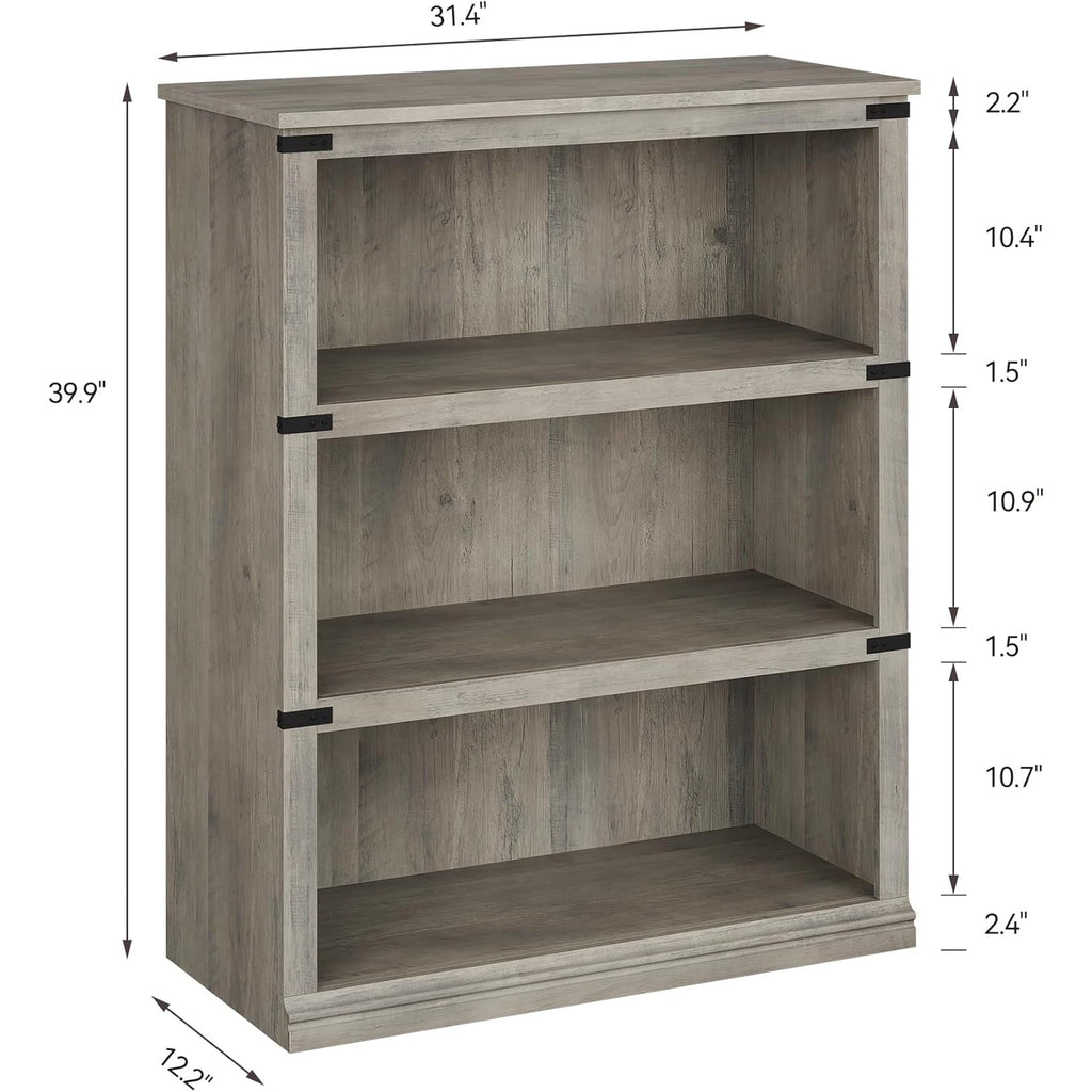 Farmhouse 3 Tier Open Bookcase - Tall Wood Bookshelf, Living Room Bedroom | Farmhouse 3-Tier Tall Open Bookcase - Sturdy 30" Wide Wood Bookshelf Display Shelves for Home Office Living Room Bedroom