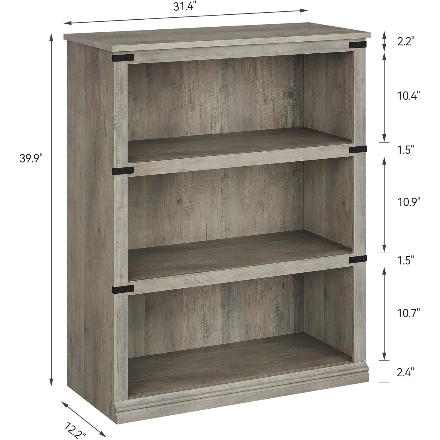 Farmhouse 3 Tier Open Bookcase - Tall Wood Bookshelf, Living Room Bedroom | Farmhouse 3-Tier Tall Open Bookcase - Sturdy 30" Wide Wood Bookshelf Display Shelves for Home Office Living Room Bedroom