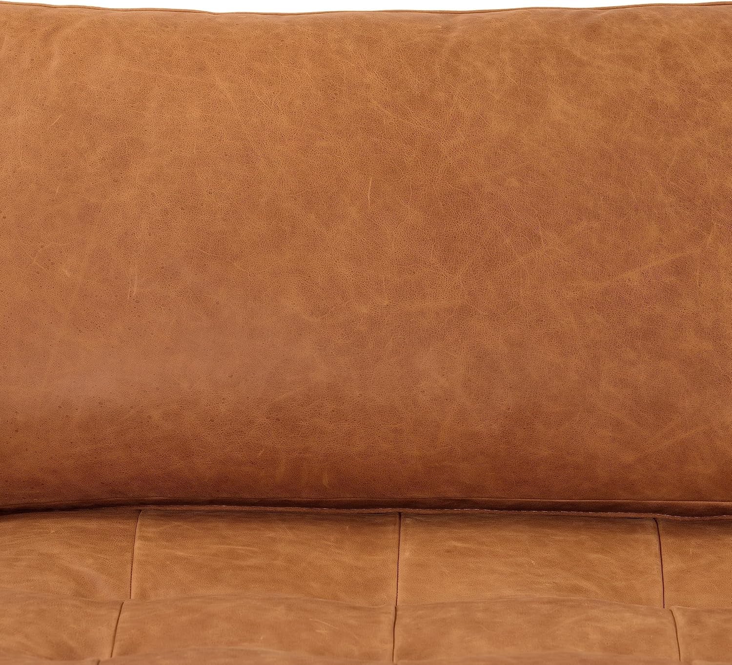 POLY & BARK Calle Left-Facing Sectional Sofa, Full-Grain Pure-Aniline Italian Leather, Cognac Tan, Solid Wood Legs