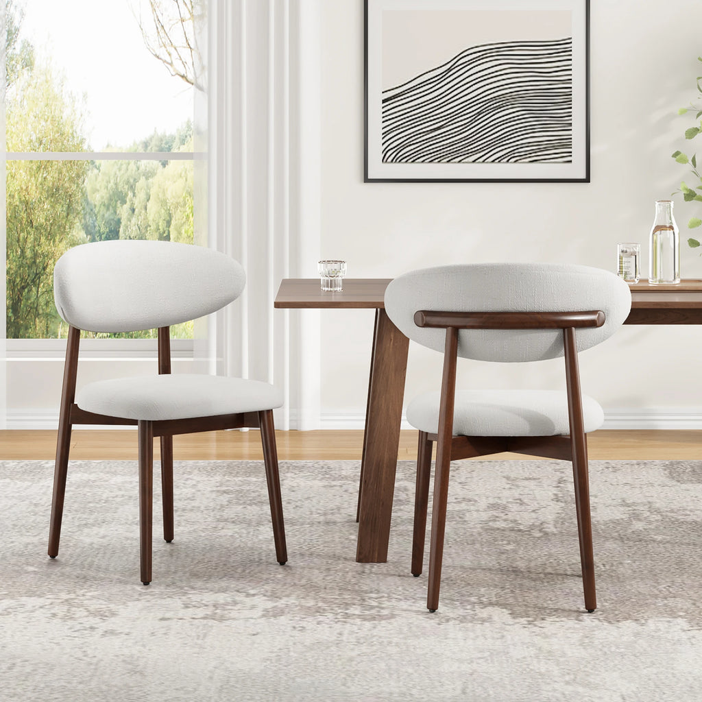 Upholstered solid wood dining chairs set of two