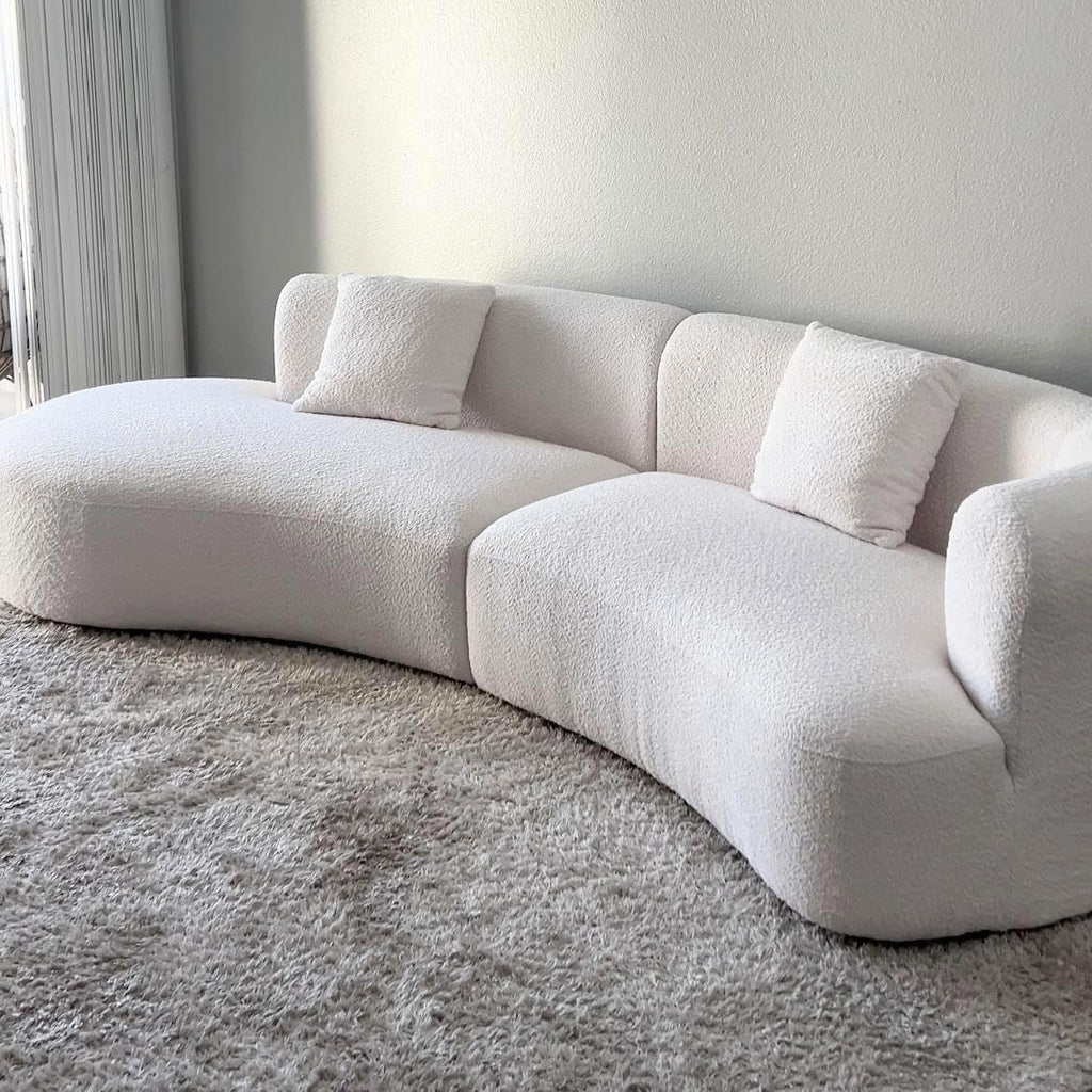 Formia Boucle Curved Sectional Couch for Living Room | Modular Sofa, Modern Minimalist, Wood Frame, for Apartment, Home Office