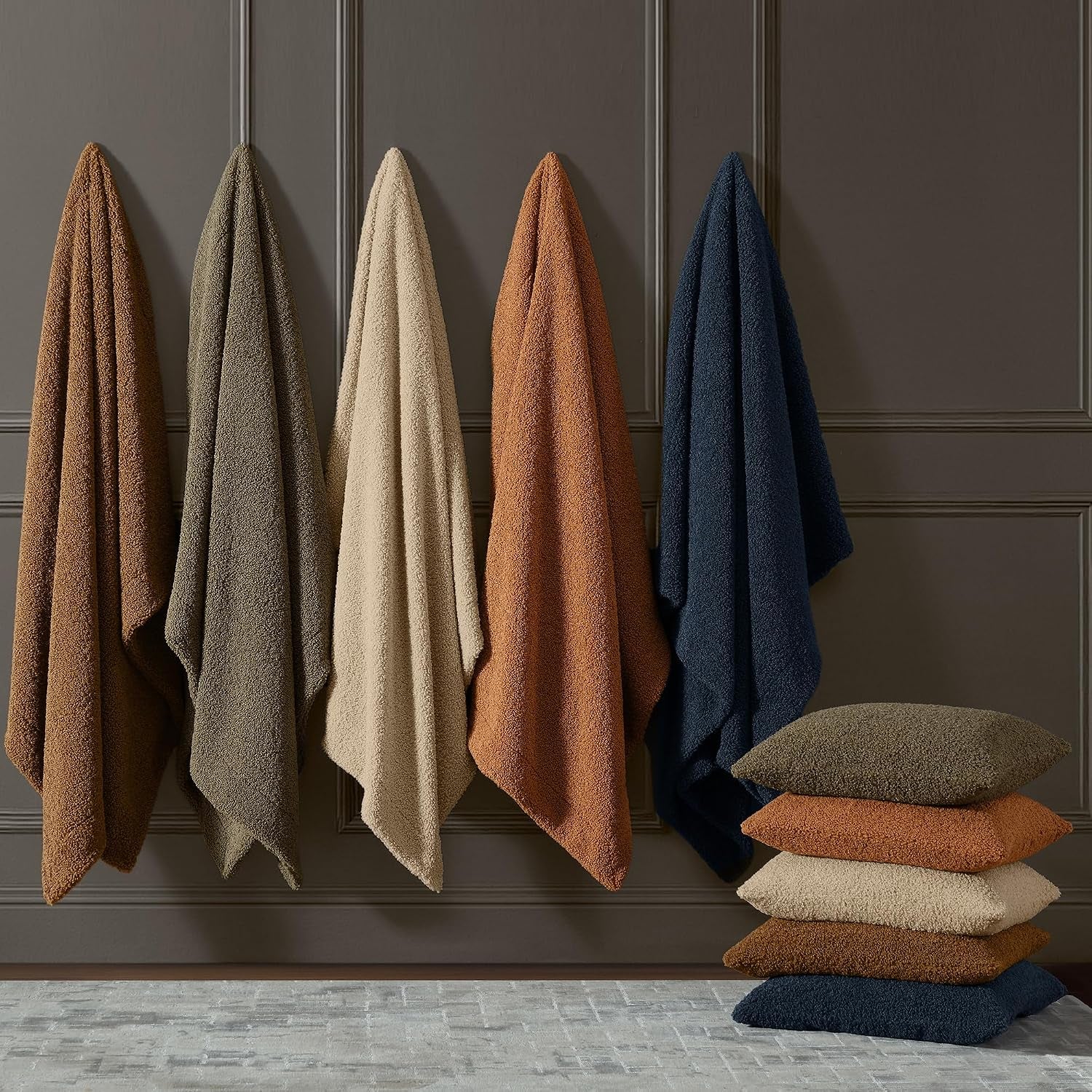 Hiend Accents Teddy Throw Blanket, 50X60 Inch, Dark Oak, Boucle Throw Blanket, Soft Cozy Classic Chic Casual Heavy Blanket, Modern Rustic Plush Comfy Warm Blanket for Bed, Sofa | Plush Woven Boucle, Soft Cozy Heavy Warm Blanket for Couch, Sofa, Bed, Moder