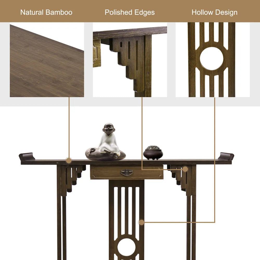 Classic Wood Console Table with Drawer and Bottom Shelf Entryway Accent Table for Home Decor