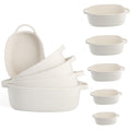 Set of 5 Rectangular Cotton Rope Baskets for Storage, Organizing, Decorating, off White