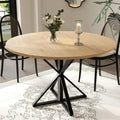 47" round Dining Table for 4, Wood Top & Heavy-Duty Metal Pedestal Dinner Table for Dining Room, Kitchen, Living Room Farmhouse