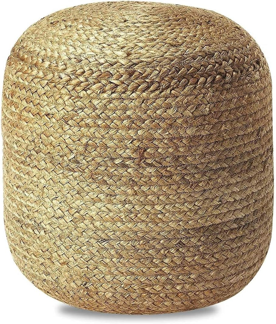 Pedestal Pouf Ottoman Hand Braided 100% Jute Pouf Foot Stool |Foot Rest for Couch Living Room Bedroom - Extra Seat for Patio (16" Diameter X 18" Height) - Natural Jute