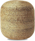 Pedestal Pouf Ottoman Hand Braided 100% Jute Pouf Foot Stool |Foot Rest for Couch Living Room Bedroom - Extra Seat for Patio (16" Diameter X 18" Height) - Natural Jute