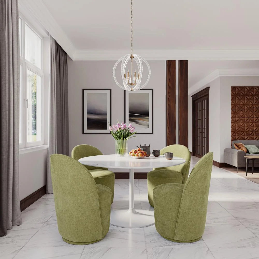 Jofran Rowan 54" Modern Luxury Pedestal round Marble Dining Table