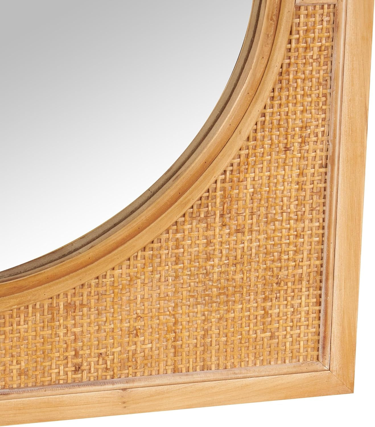 Deco 79 Rattan Room Wall Mirror Entryway Mirror with Oval Center, Wall Mounted Mirror 22" X 1" X 42", Brown