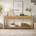 70.9 Inch Console Table with 3 Drawers, Extra Long Entryway Table, Wood Sofa Table Oak Furniture with Open Storage Shelves Wooden Couch Table