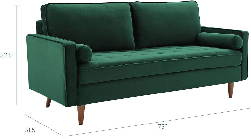 EEI-3764-GRN Valour Performance Velvet Sofa, Green