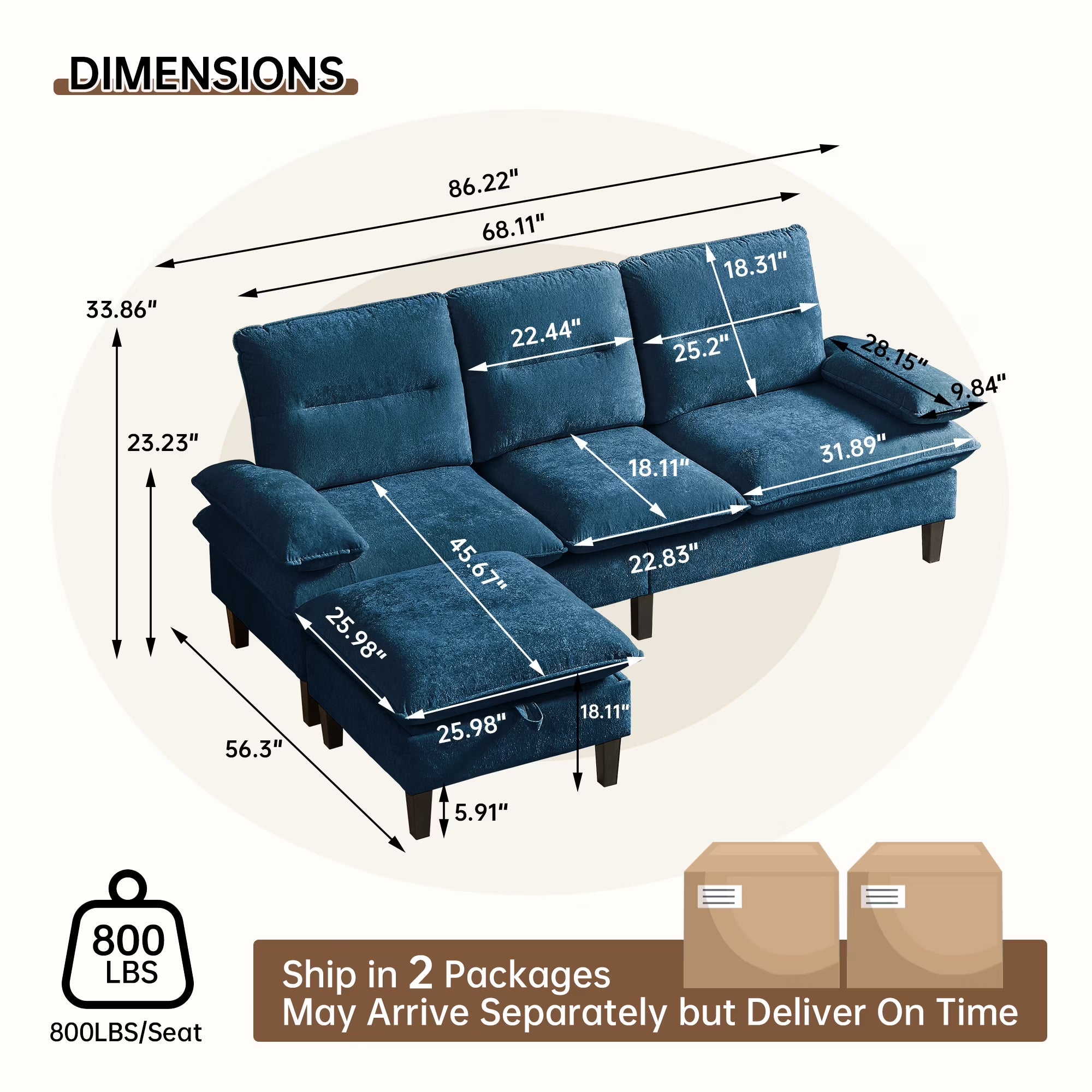 Sherpa Sofa, Sectional Sofa, Sleeper Sofa, Sectional Sofa with Footstool, Living Room Sectional Sofasofascouch, Black