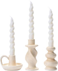 Ceramic Taper Candle Holders, Nordic Candlestick Holder Set of 3 | Cream White Modern Decorative Candle Stand for Home Decor, Dining Table Centerpiece, Housewarming Gift