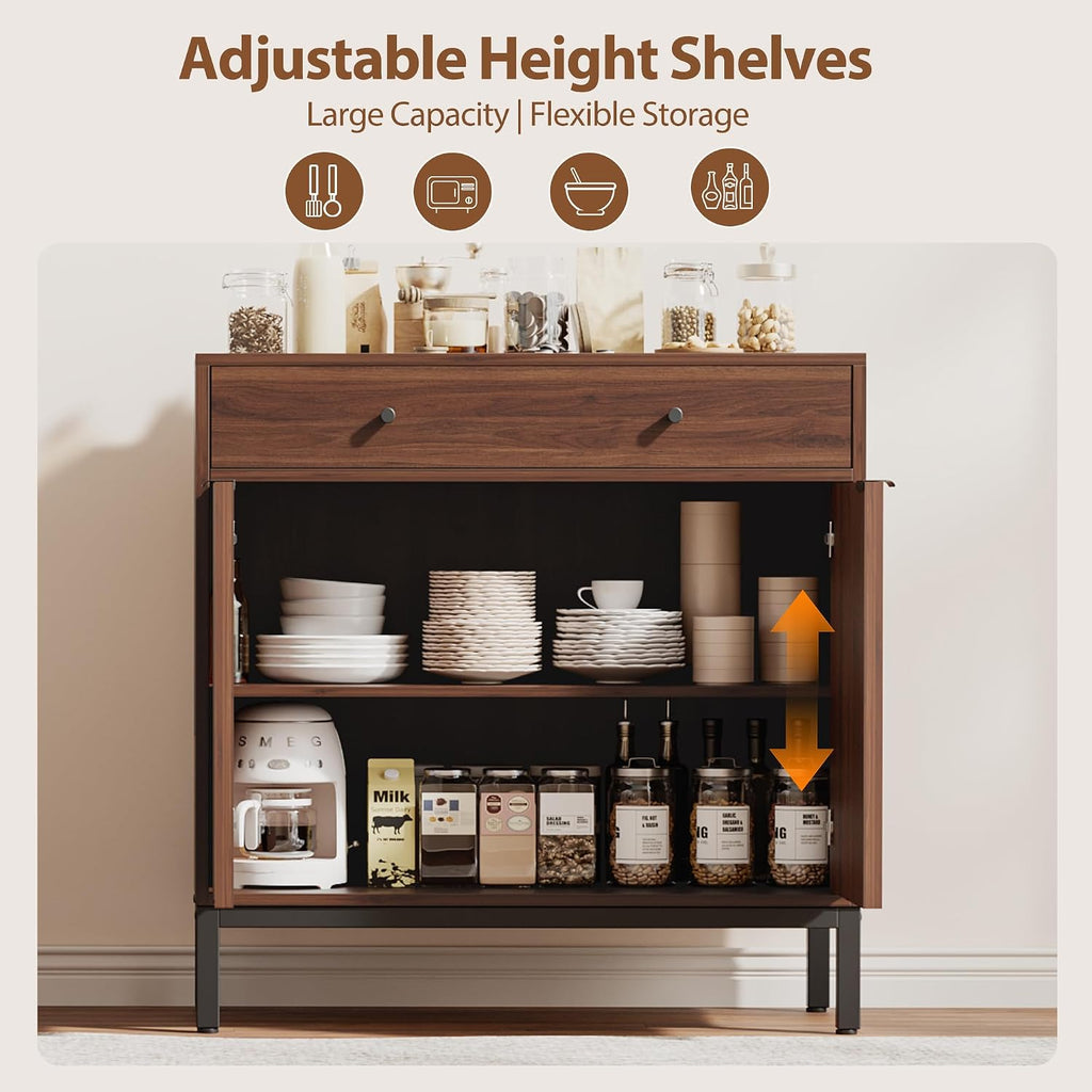 Sideboard Buffet Cabinet Storage, Modern Wood Console Fluted Credenza