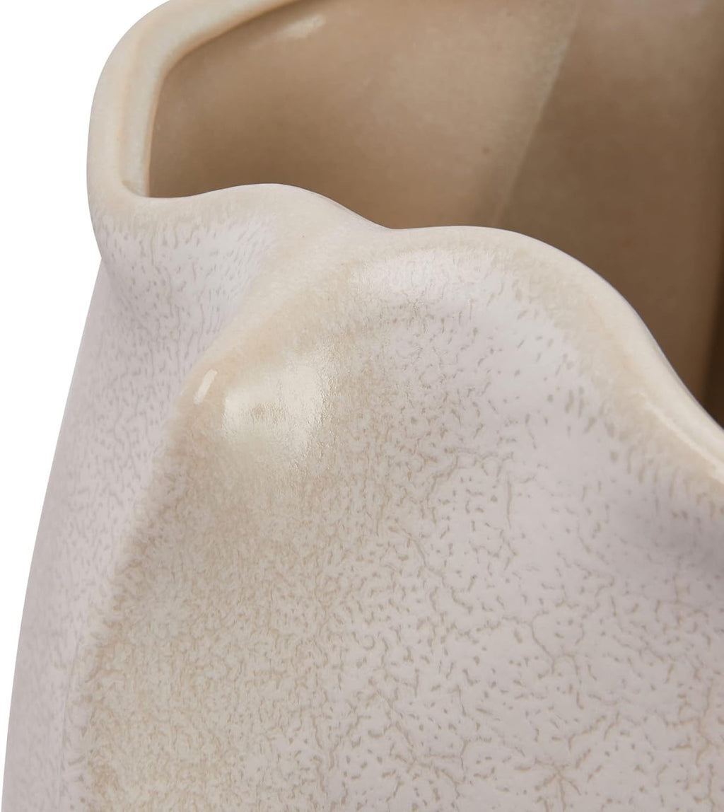 Organically Shaped Stoneware Vase, White