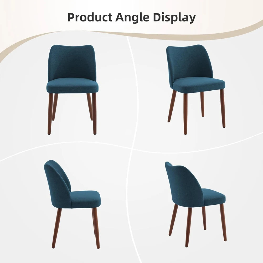 Leather Dining Chairs Set of 2 Upholstered PU Dining Chair with Wood Legs, Wing Backrest, Wooden Kitchen Chairs with Thick Cushi