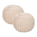 ·  · Cylindrical Hand Knitted Pouf - Foot Stool Ottoman - Cord Boho Pouffe - Cotton round Poof for Home Decor - Living Room - Nursery - Bedroom - Patio (16"X16"X16") - Beige, Set of 2