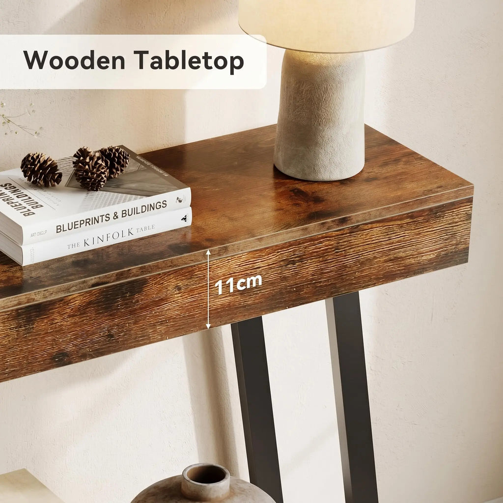 41'' Console Table with Metal Frame, 2-Tier Entryway Tables with Storage Shelves, Hallway Sofa Table for Living Room