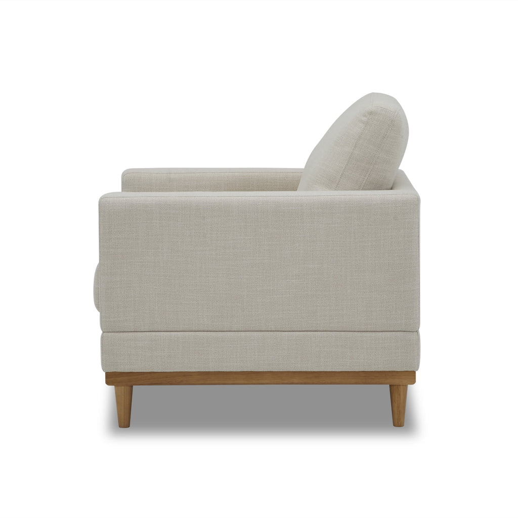 Cream linen wood frame accent chair