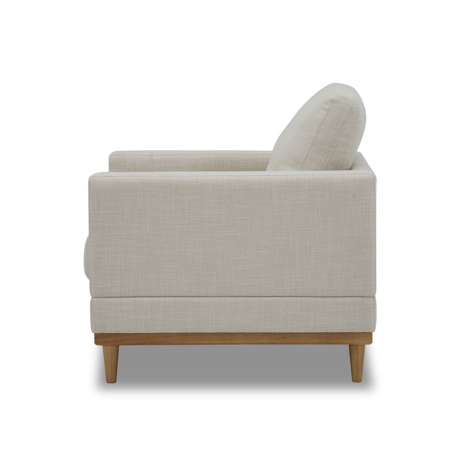 Cream linen wood frame accent chair