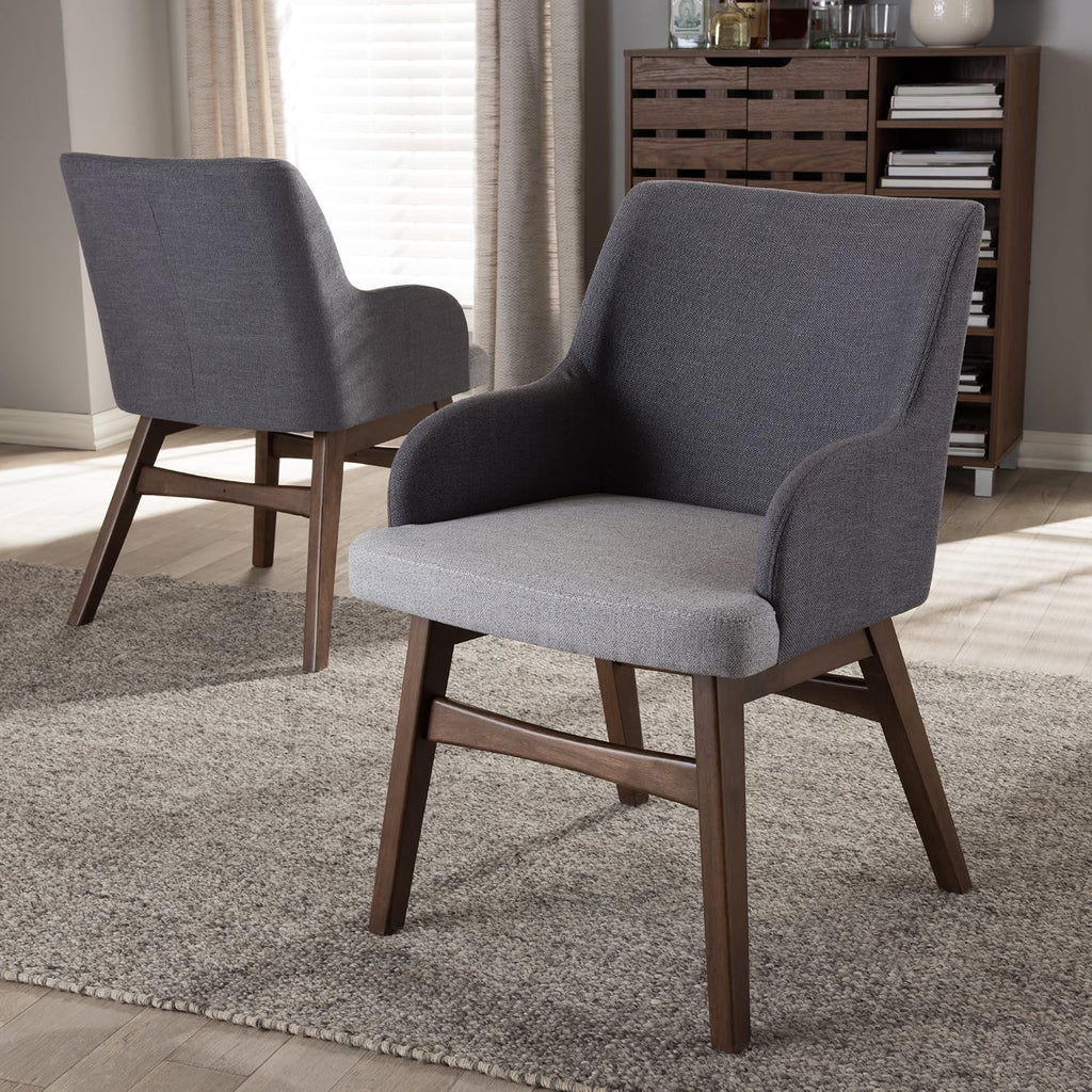 Monte Mid-Century Armchair Two-Tone Grey Fabric Armchair