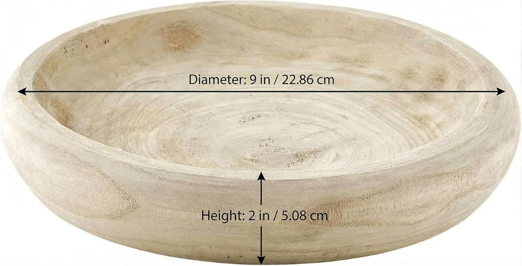 Wooden Decorative Bowl – Hand Carved Natural Wood Fruit Bowl, Rustic Farmhouse Dough Bowl Decor, Wooden Serving Bowl for Coffee Table, Entryway Key Bowl or Kitchen Centerpiece