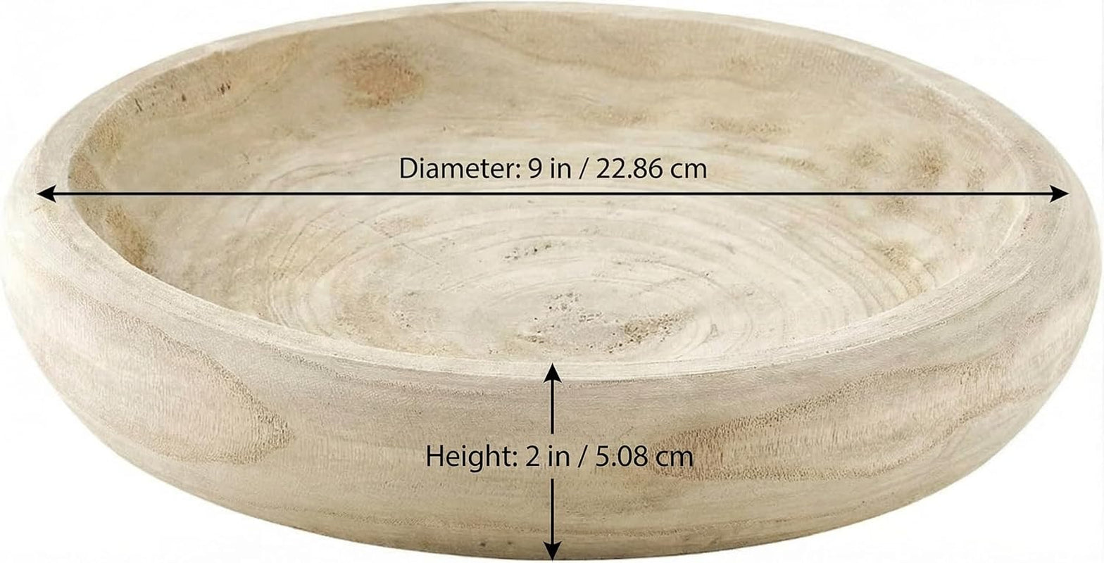 Wooden Decorative Bowl – Hand Carved Natural Wood Fruit Bowl, Rustic Farmhouse Dough Bowl Decor, Wooden Serving Bowl for Coffee Table, Entryway Key Bowl or Kitchen Centerpiece