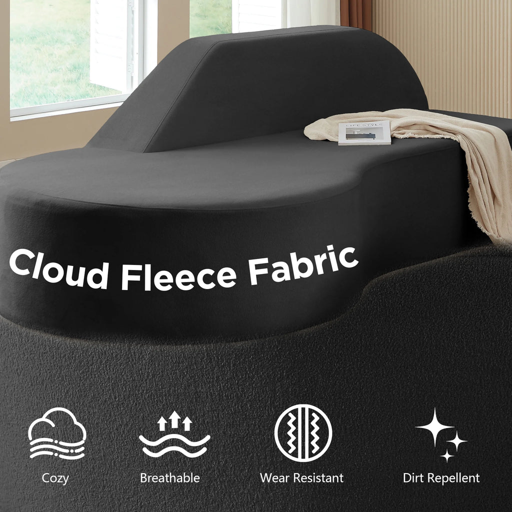 91" Modern Cloud Sofa Curved Boneless Couch Deep Seat Sofa for Living Room Bedroom, Chenille, Dark Gray