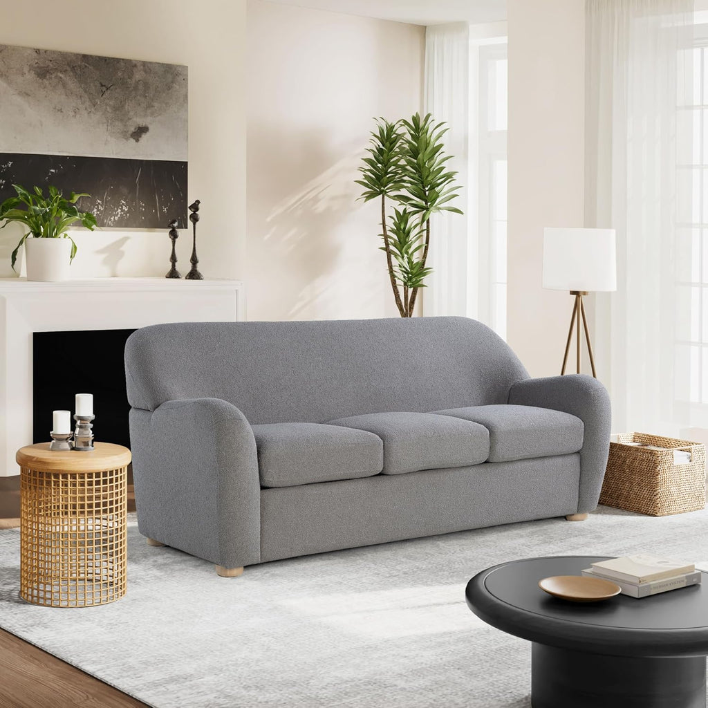 ® Jennifer 76" Sofa, Modern Style, Pocket Coil Comfort, Natural Wood Legs, Boucle Fabric, Gray