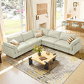 CHITA 118 inch leather sectional sofa in cream