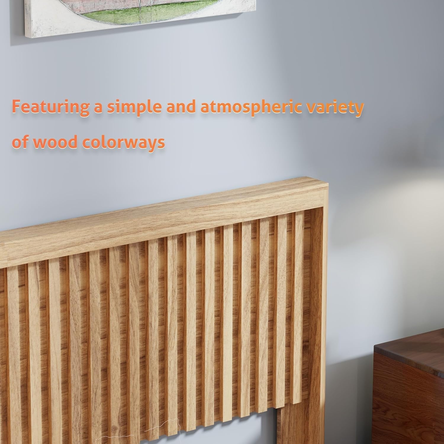 Headboard with Elegant Light Wood Design, 62.6" Wide Headboard Only, Modern Fluted Panel, Wall Mounted, Wingback (Ivory White, Queen)