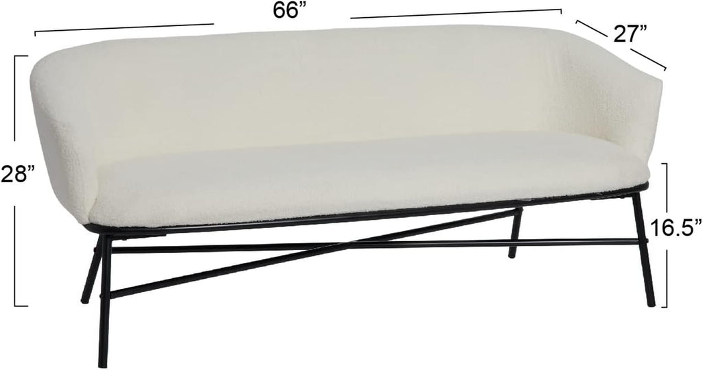 Creative Co-Op Bowery Boucle Upholstered Sofa, White