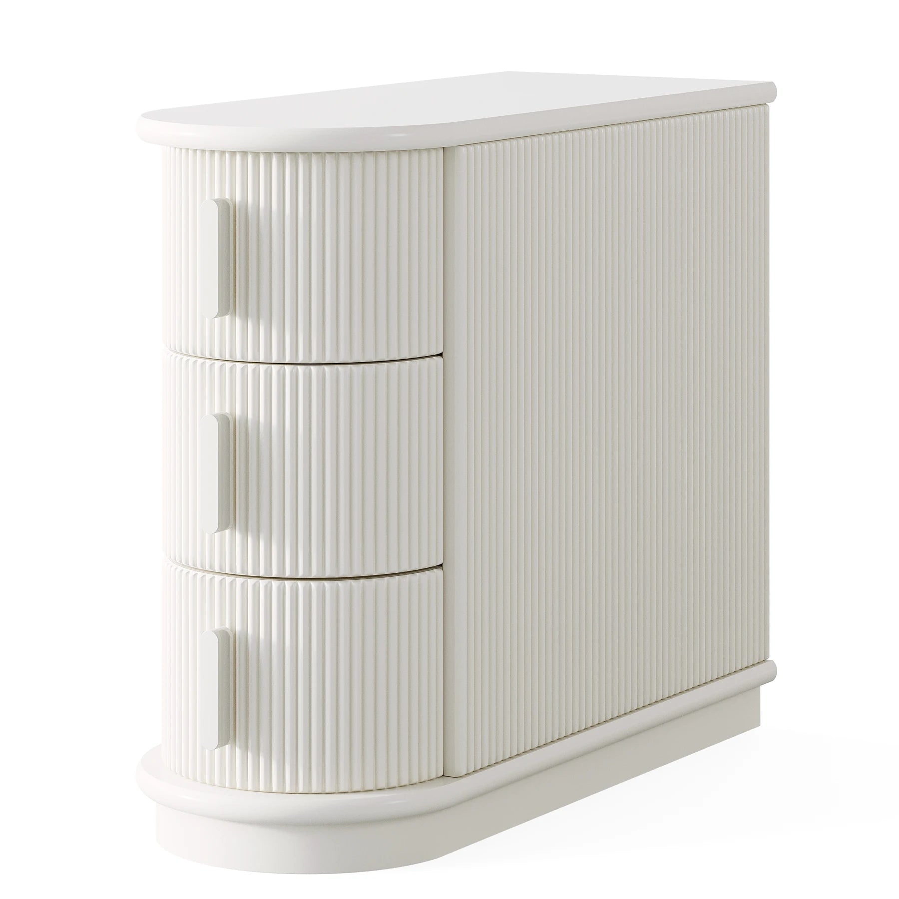 Solid Wood End Table, 3-Drawer Modern Sofa Side Table, No Assembly Required, Narrow Chair Side Table Slim Nightstand