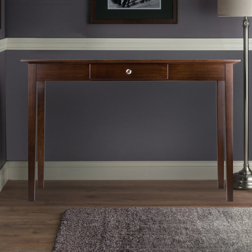 Wood Rochester Console Table with Drawer, Walnut Finish