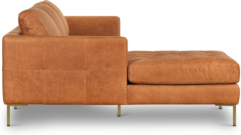 Cognac tan Italian leather sectional