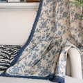Flower Curtains for Living Room Bedroom Lace Trim Linen Curtains Farmhouse Window Drapes for Lounge Room Home Decor