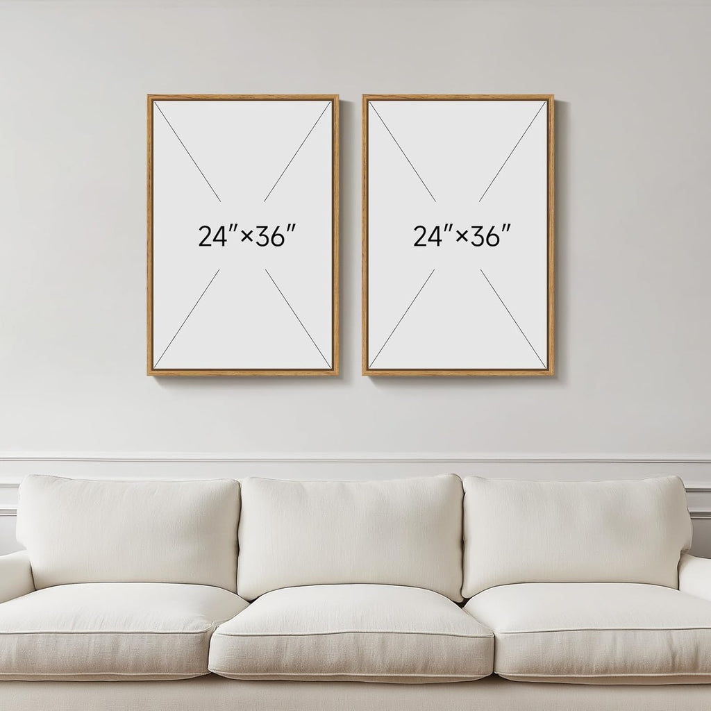 Large Framed Neutral Black and Beige Abstract Wall Art Set of 2, 24X36 in | 2 Piece, Canvas Prints, Black Beige Paintings, Modern Minimalist Artwork, Geometric Pictures, Living Room Bedroom Wall Decor